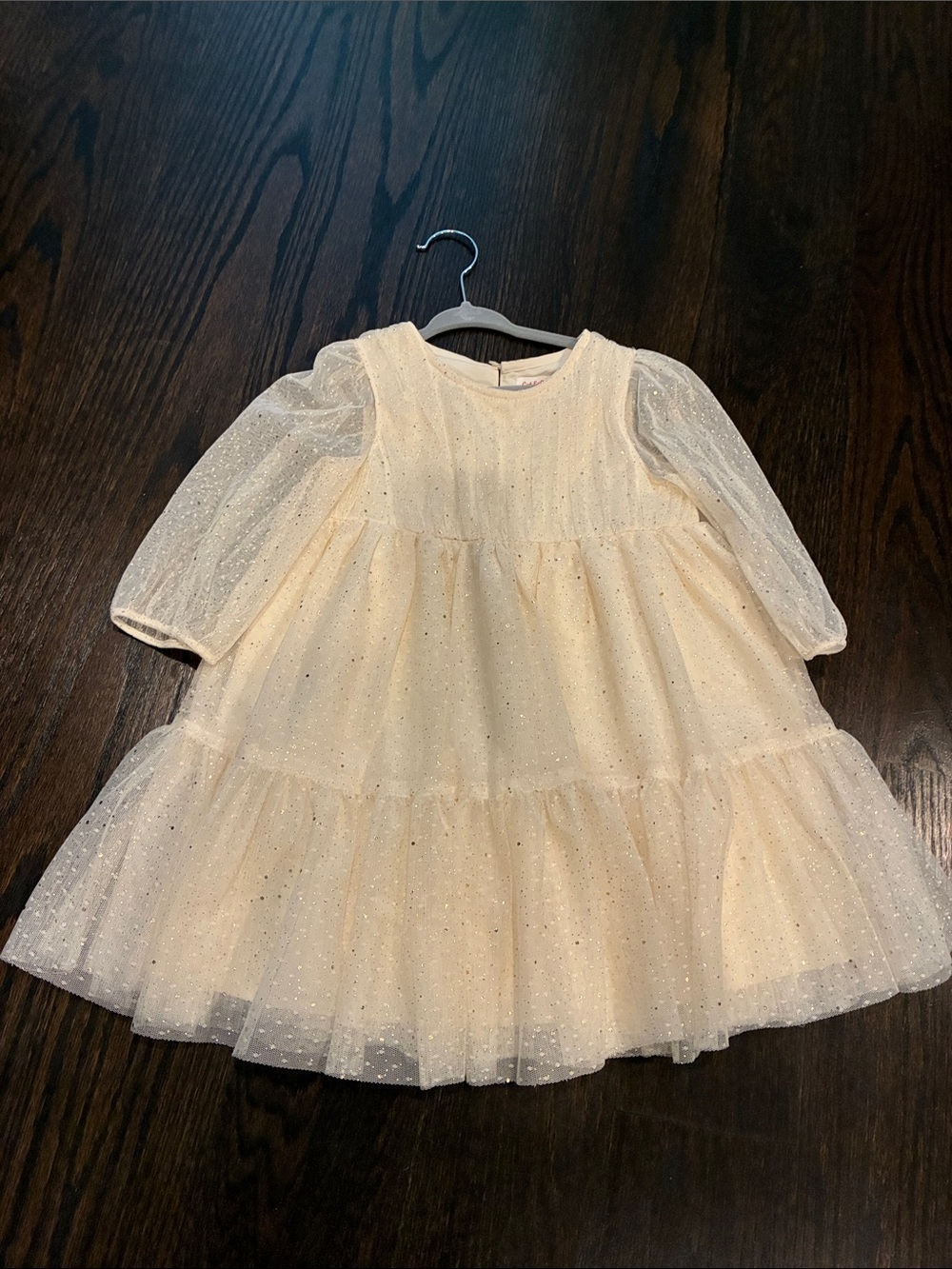Cat & Jack Ivory Sparkle Tiered Tulle Dress